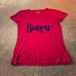 PINK Victoria's Secret Tops - VS Pink Huskers V-neck tee PINK Victoria's Secret Tops - VS Pink Huskers V-neck tee